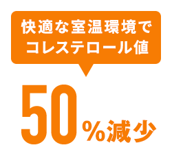 快適な室温環境でコレステロール値50%減少